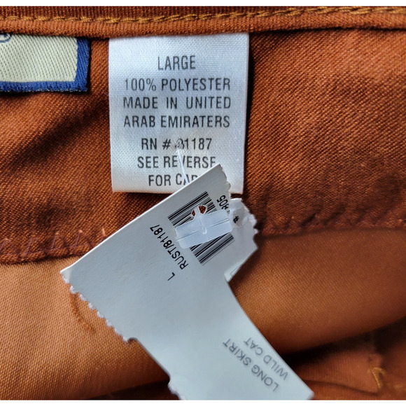 Wild Cat Maxi Skirt Womens L Brown Western Velour Zip-Zag Trim Stitching New - Picture 5 of 10